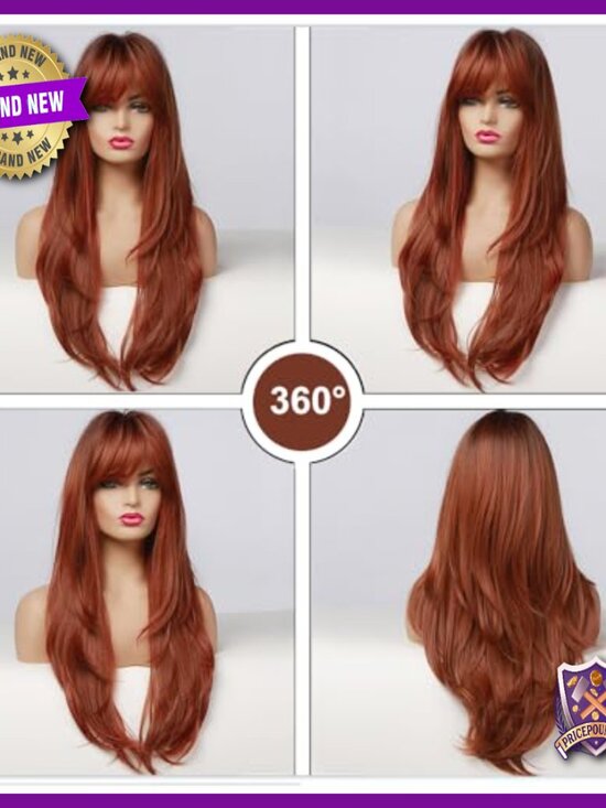 Long Straight Layered Human Hair Wig Lightweight Daily Party Use main image 7